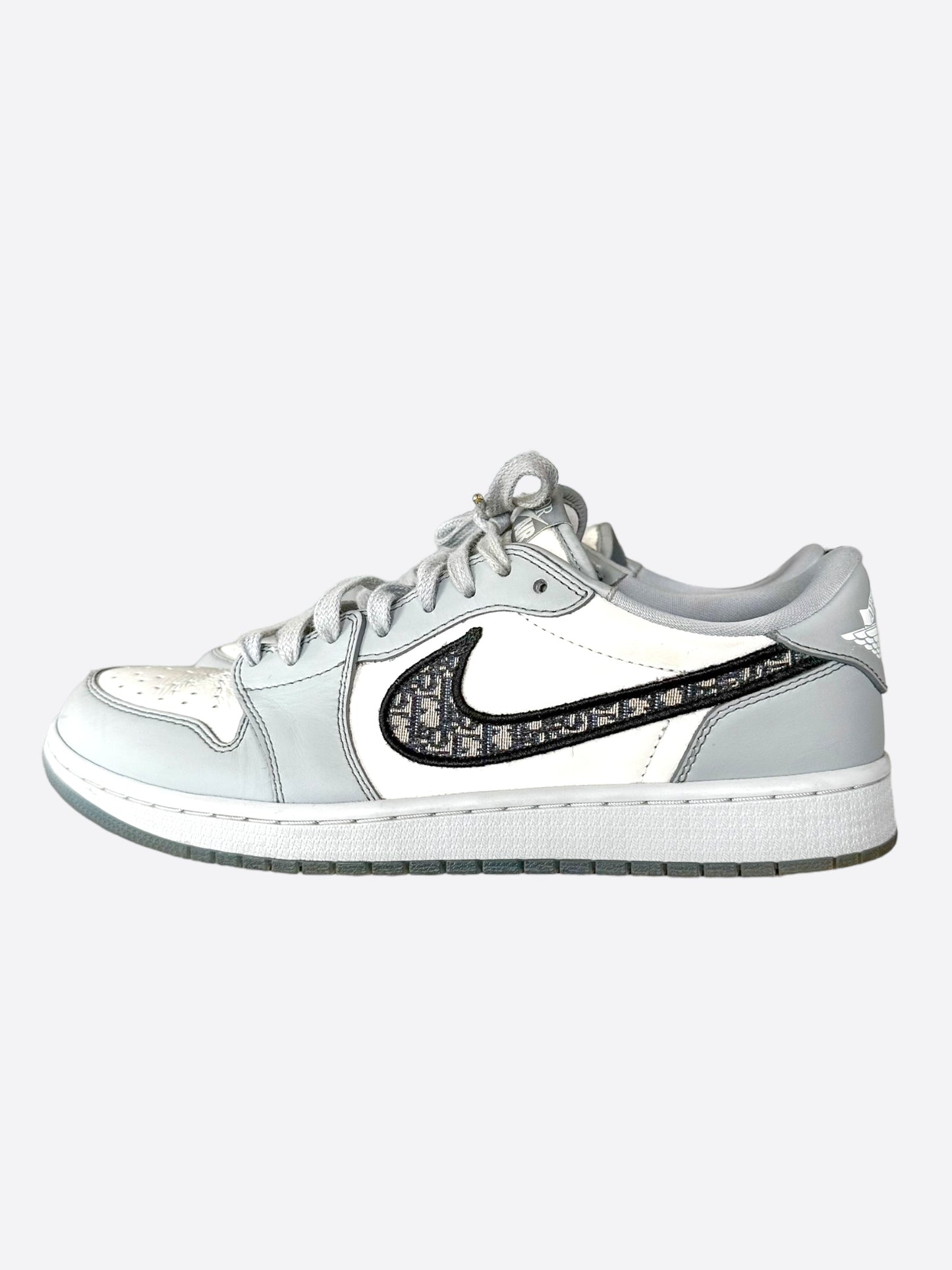 Dior Air Jordan Grey & White Oblique Low Top Sneakers