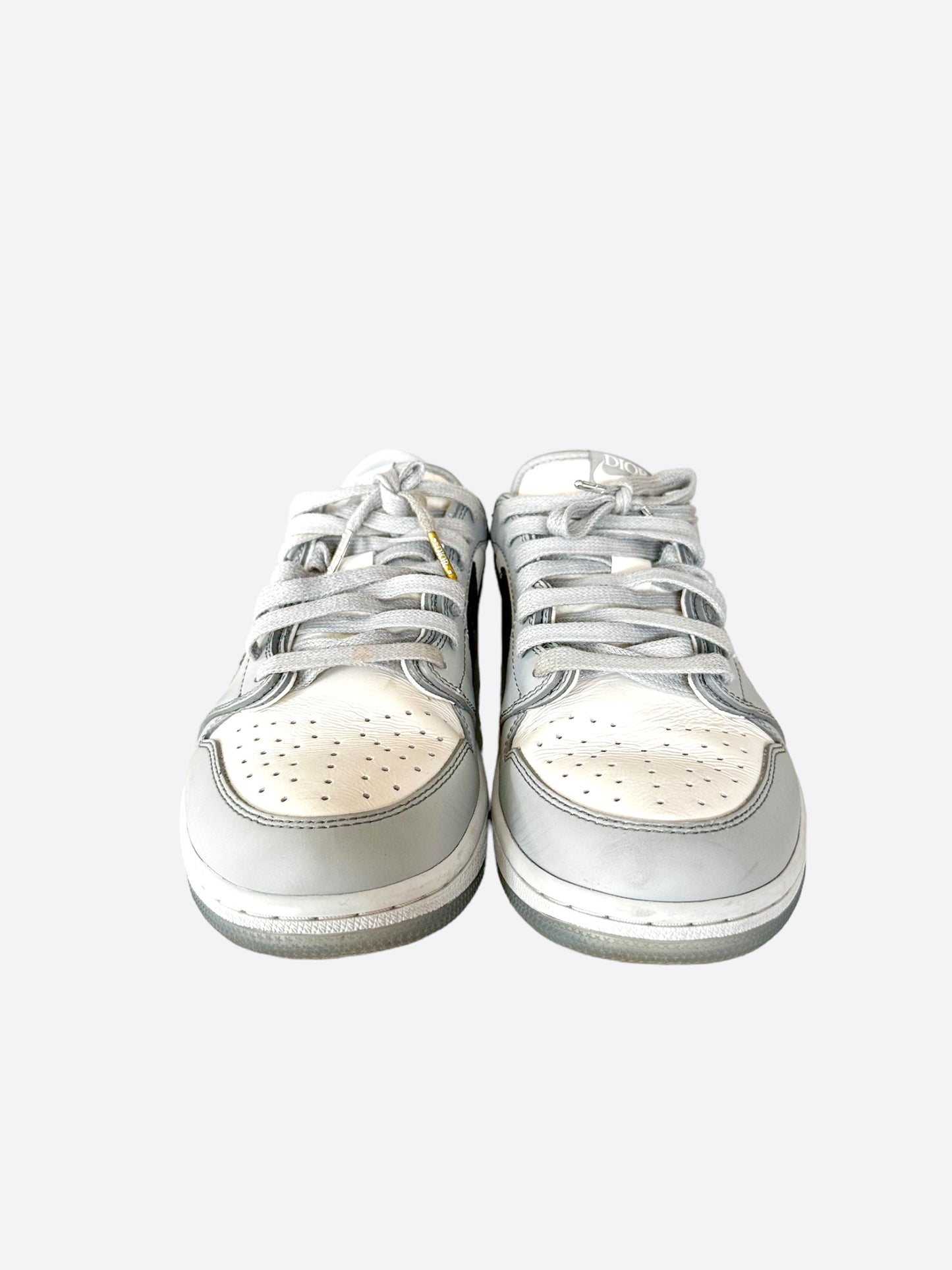 Dior Air Jordan Grey & White Oblique Low Top Sneakers