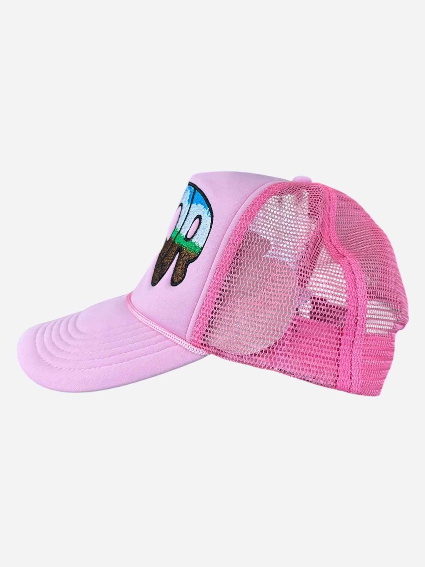 Who Decides War Pink MRDR Embroidered Patch Trucker Hat