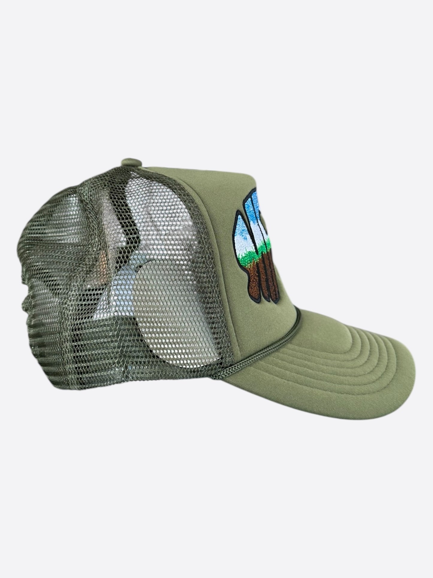 Who Decides War Olive MRDR Embroidered Patch Trucker Hat