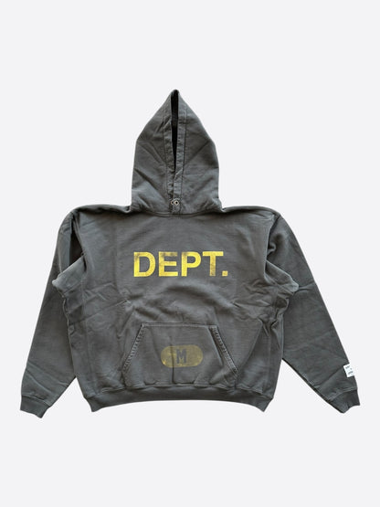 Gallery Dept Washed Black & Yellow Dept Logo Hoodie