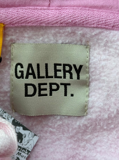 Gallery Dept Sunfaded Pink & Black Logo Zip Up Hoodie