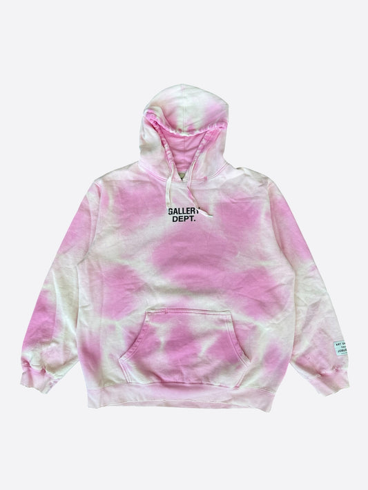 Gallery Dept Sunfaded Pink & Black Logo Zip Up Hoodie