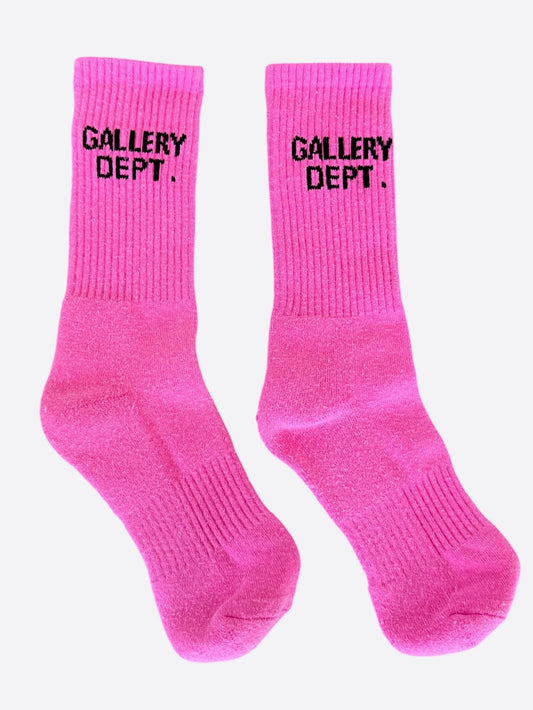 Gallery Dept Fluorescent Pink & Black Logo Socks