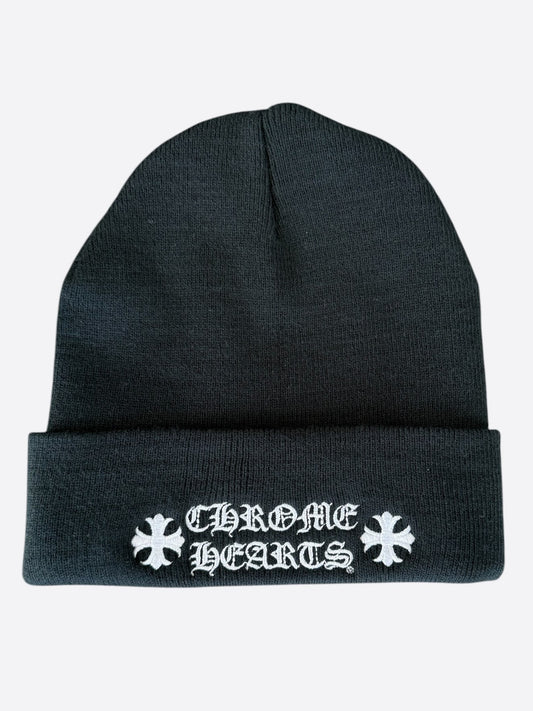 Chrome Hearts Black & White Embroidered Logo Beanie