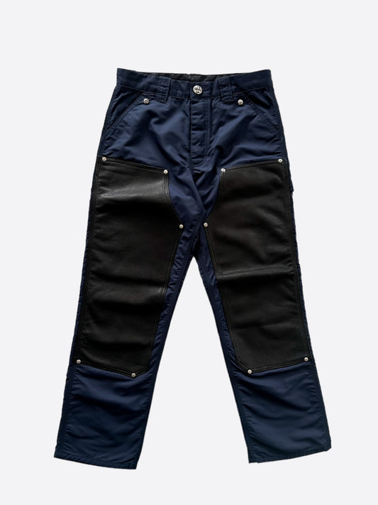 Chrome Hearts Navy Nylon & Leather Carpenter Pants