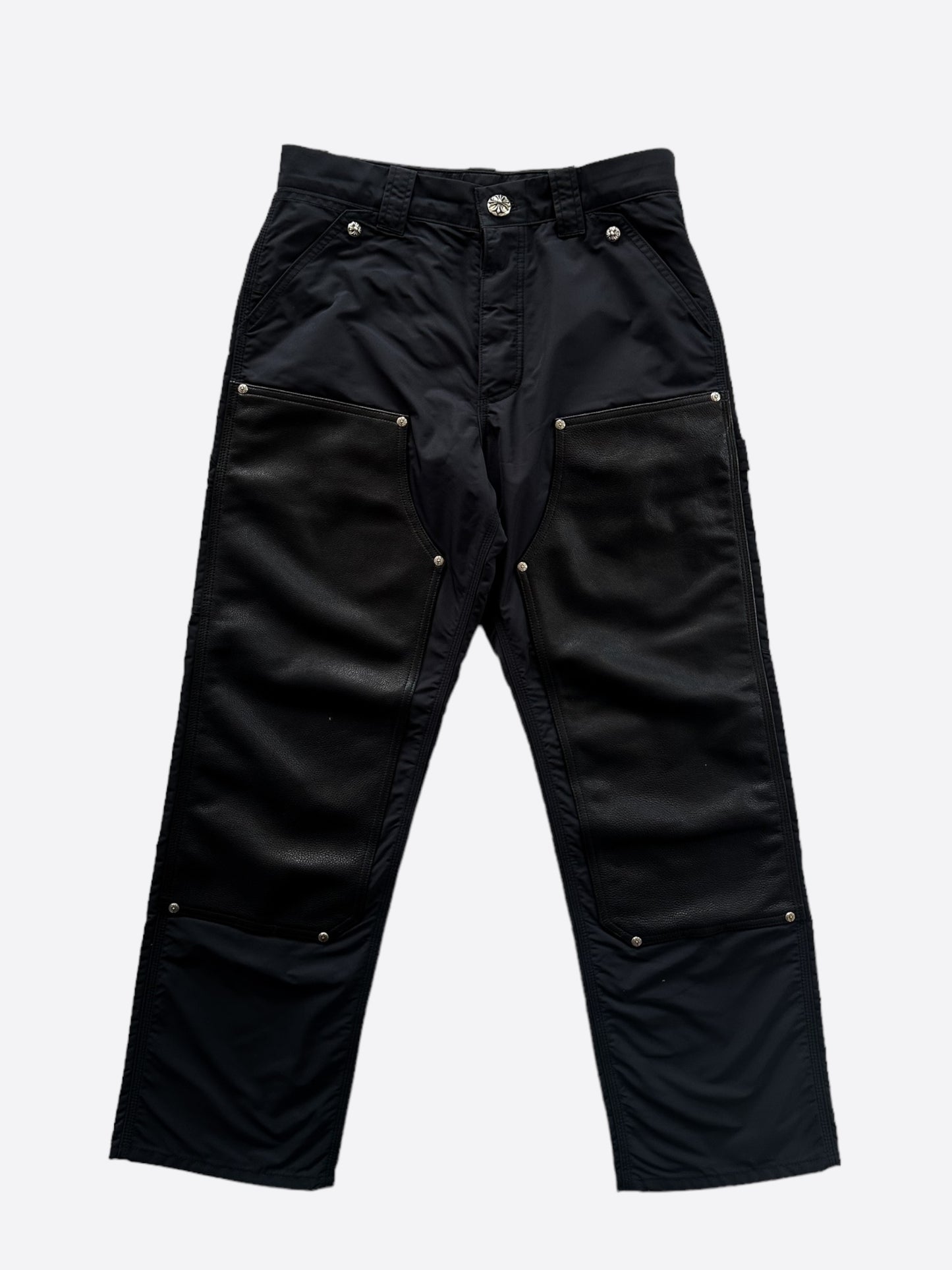 Chrome Hearts Black Nylon & Leather Carpenter Pants