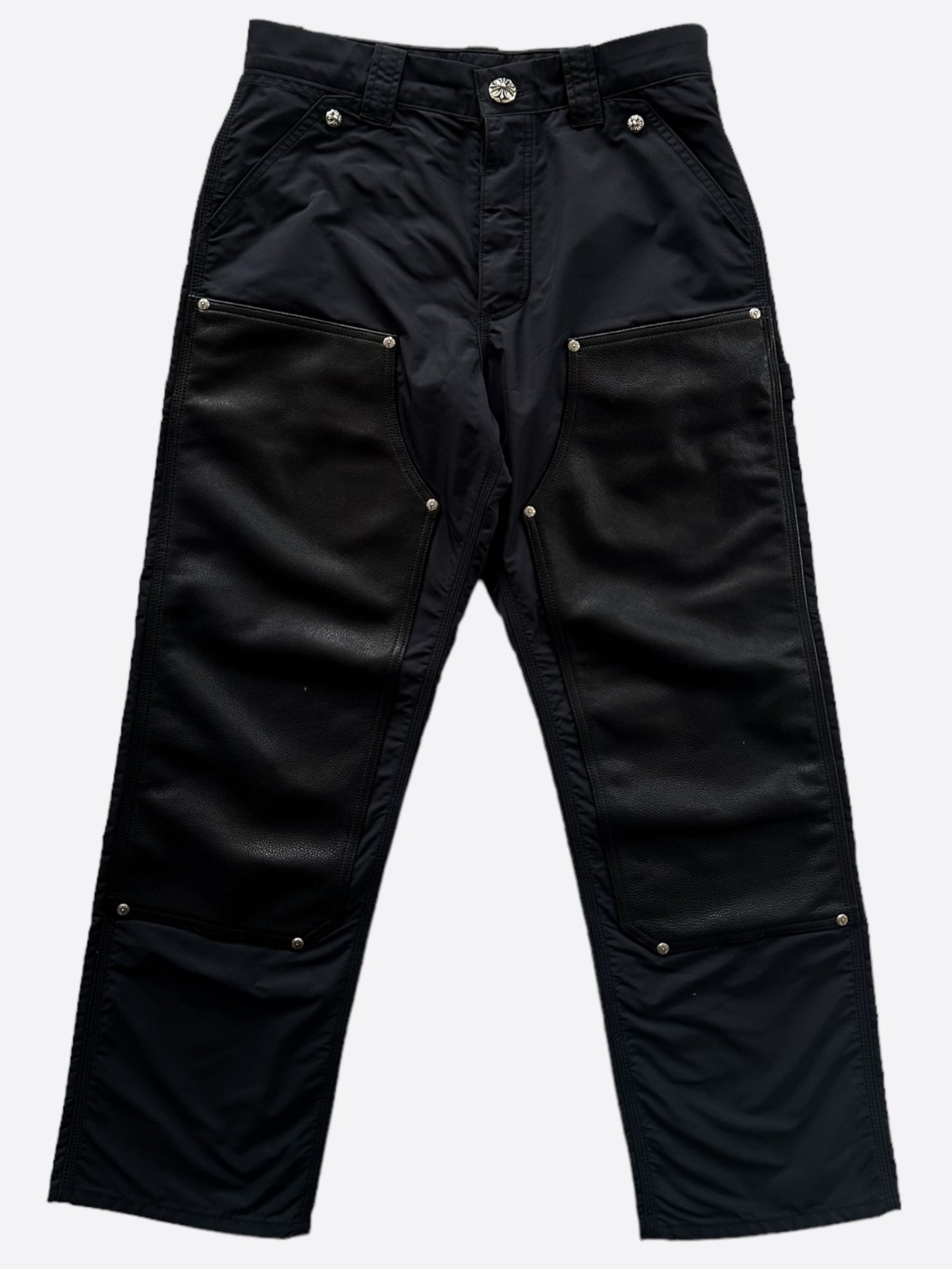 Chrome Hearts Black Nylon & Leather Carpenter Pants