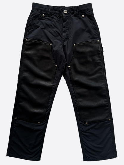 Chrome Hearts Black Nylon & Leather Carpenter Pants