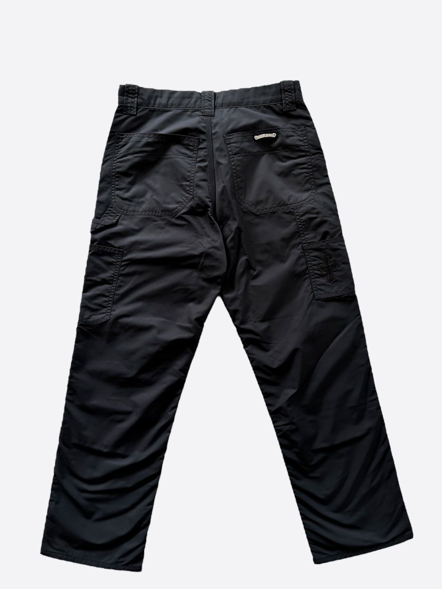 Chrome Hearts Black Nylon & Leather Carpenter Pants