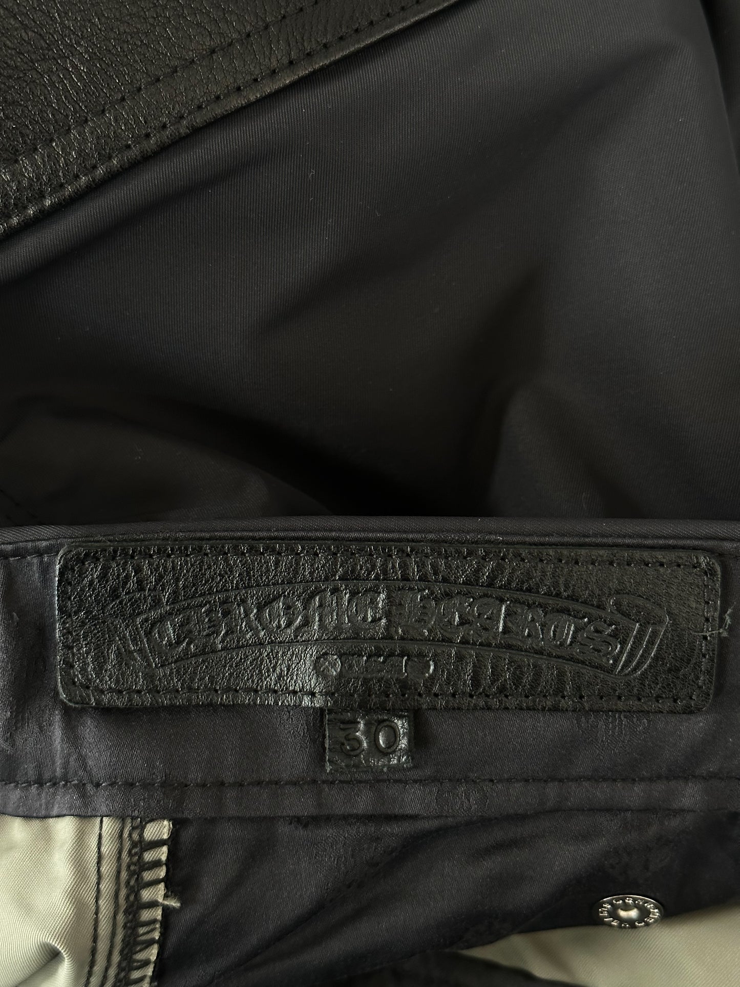 Chrome Hearts Black Nylon & Leather Carpenter Pants