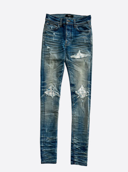 Amiri Indigo Bleached Paisley Patch MX1 Jeans