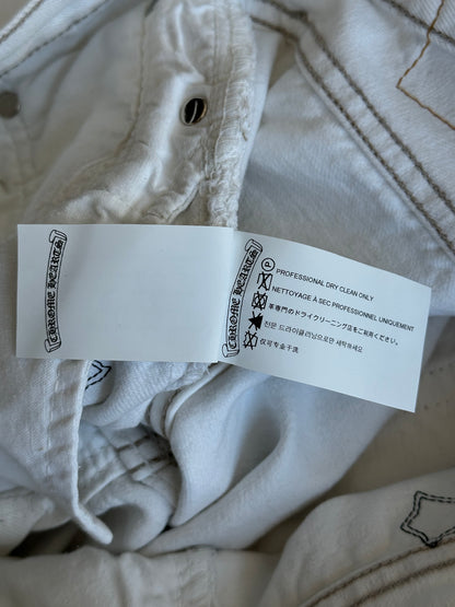 Chrome Hearts Levis White & Cheetah Cross Patch Jeans
