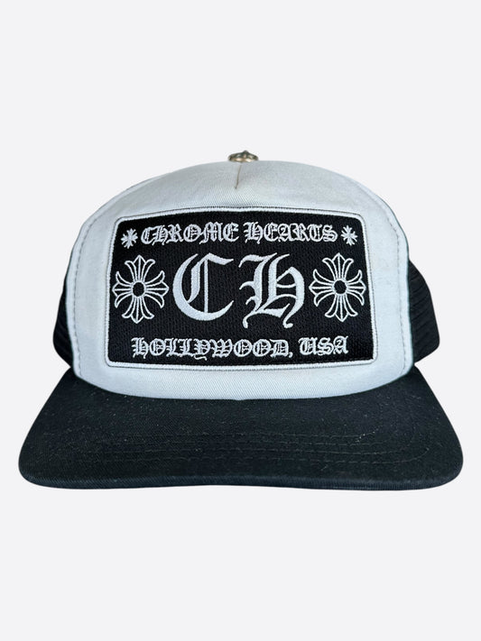 Chrome Hearts Black & White Hollywood Trucker Hat