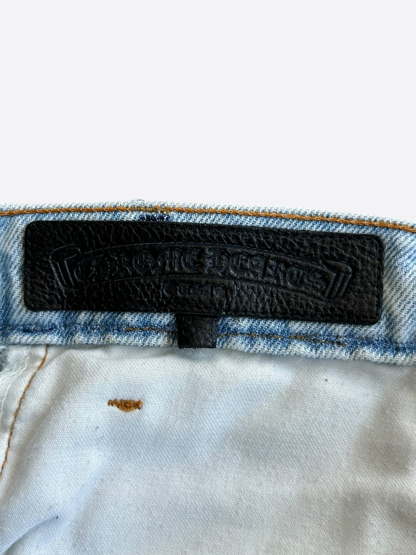 Chrome Hearts Levis Light Blue & Black Cross Patch Jeans