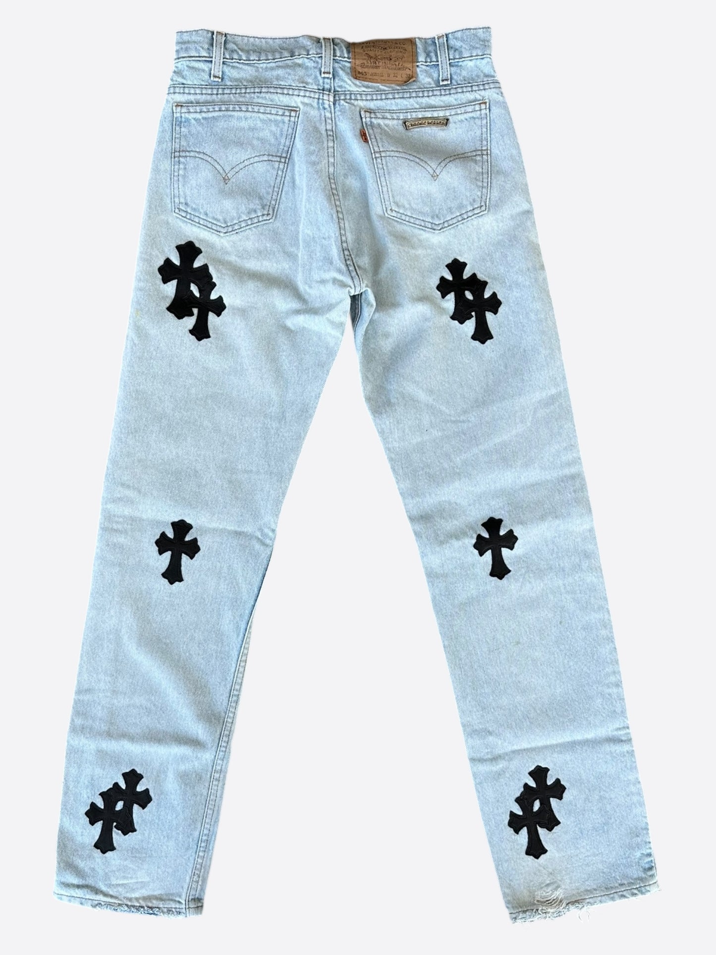 Chrome Hearts Levis Light Blue & Black Cross Patch Jeans