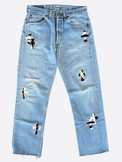 Chrome Hearts Levis Blue & Zebra Cross Patch Jeans