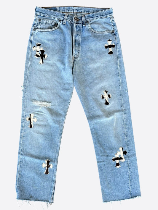 Chrome Hearts Levis Blue & Zebra Cross Patch Jeans