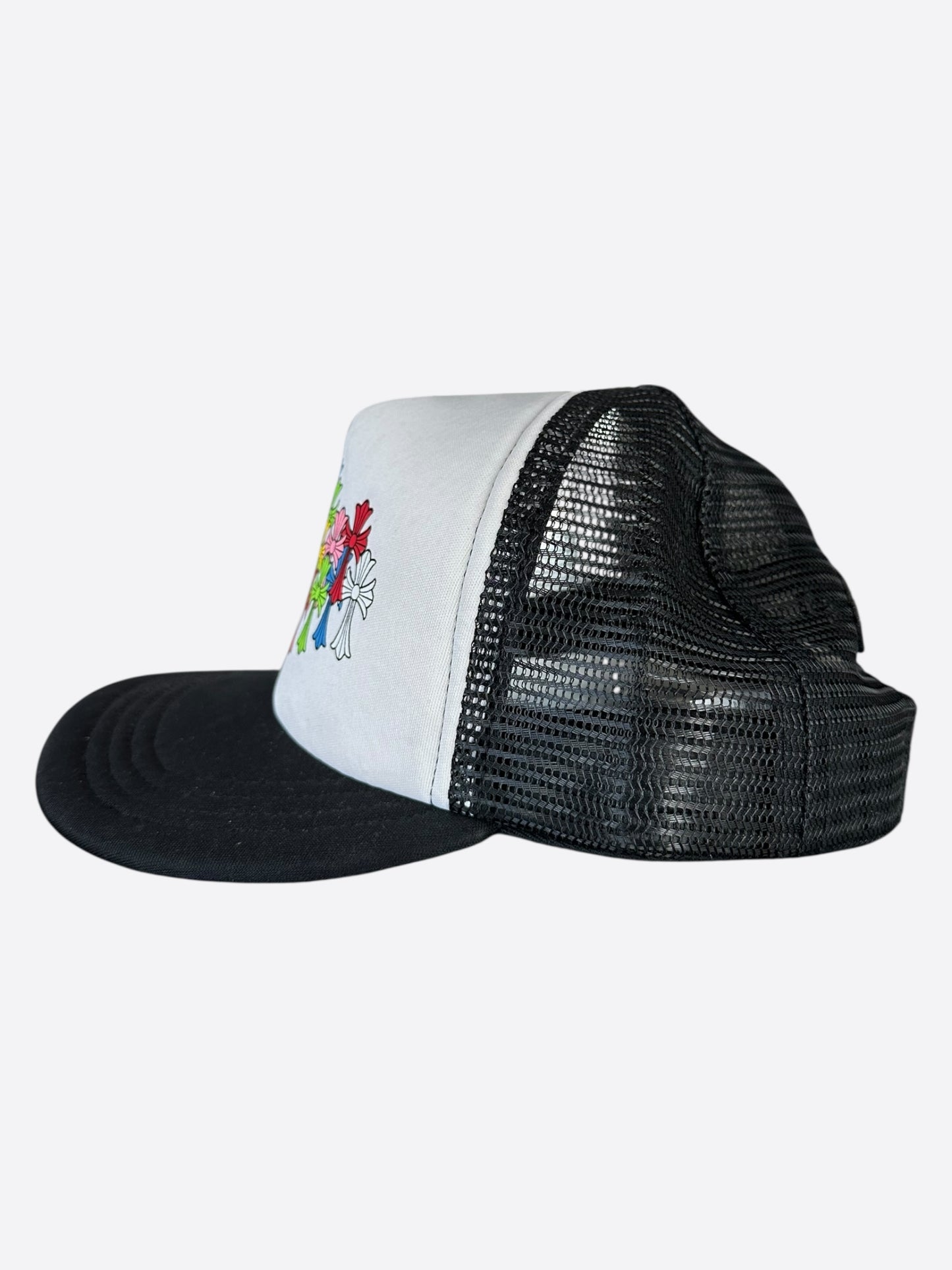 Chrome Hearts Black & White Multicolor Cross Trucker Hat