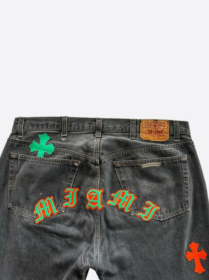 Chrome Hearts Levis Grey Green & Orange Miami Patch Jeans