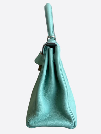 Hermes Bleu Atoll Togo & Palladium Hardware Kelly 28