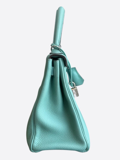 Hermes Bleu Atoll Togo & Palladium Hardware Kelly 28