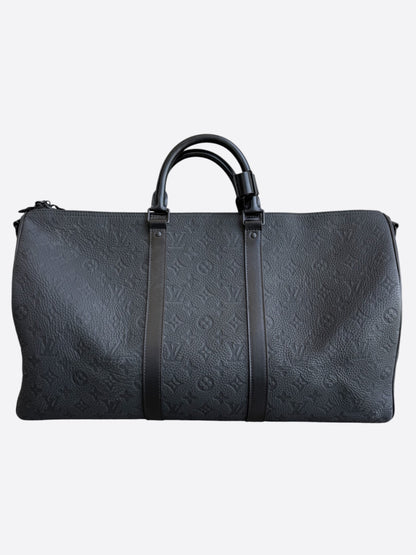 Louis Vuitton Black Taurillon Monogram Keepall 50