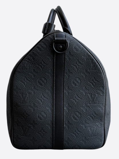 Louis Vuitton Black Taurillon Monogram Keepall 50