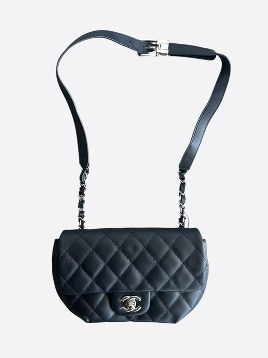 Chanel Black Lambskin Quilted Medium Uniform Bumbag