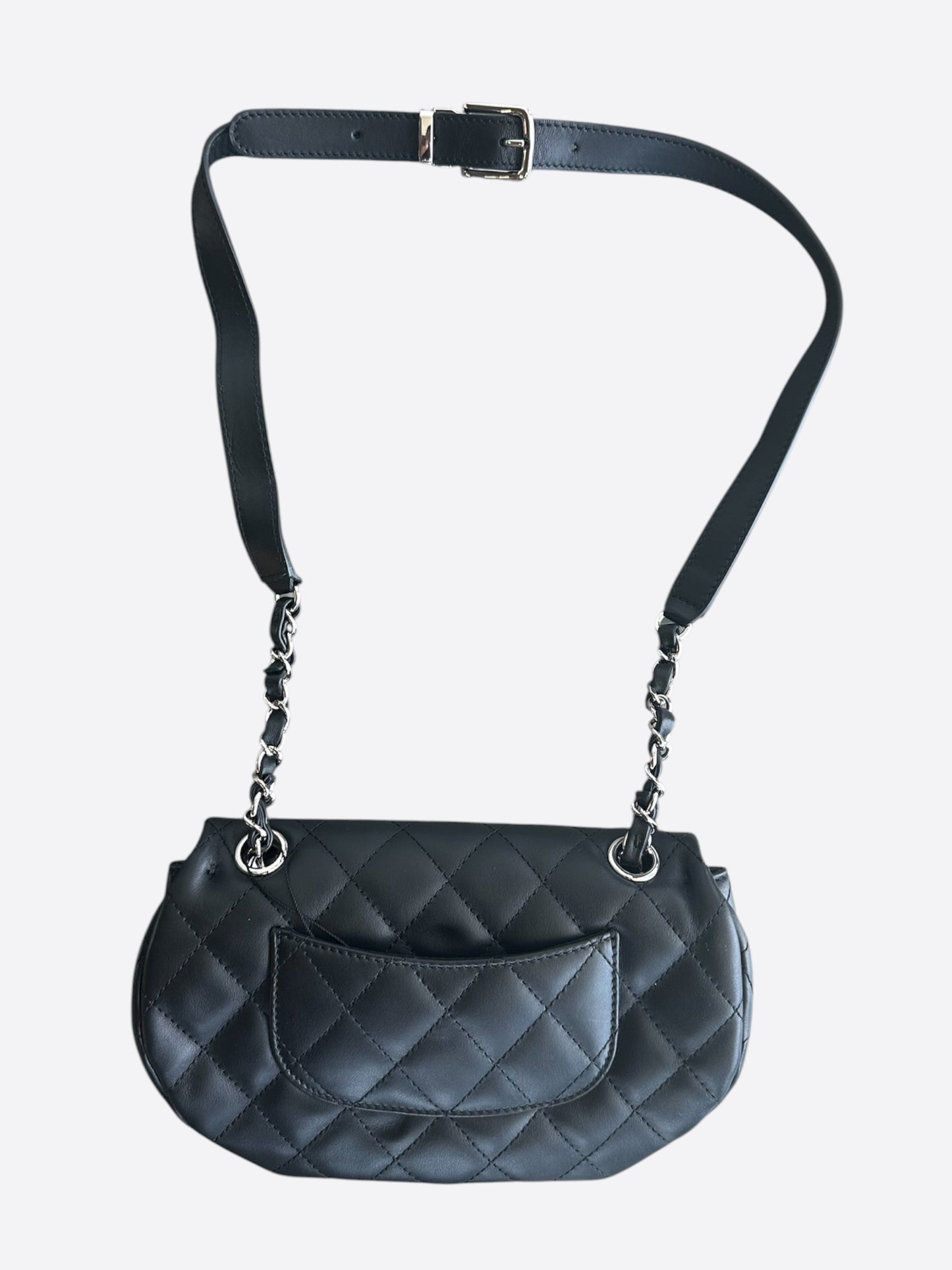 Chanel Black Lambskin Quilted Medium Uniform Bumbag