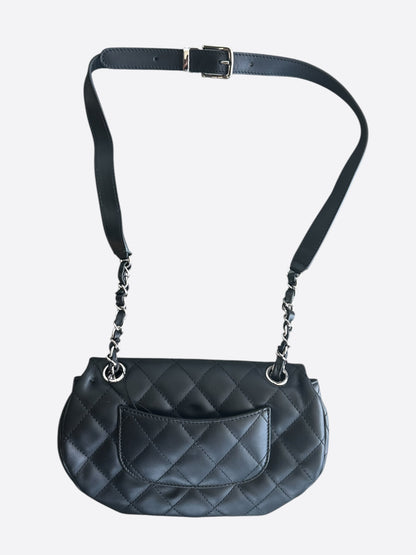 Chanel Black Lambskin Quilted Medium Uniform Bumbag