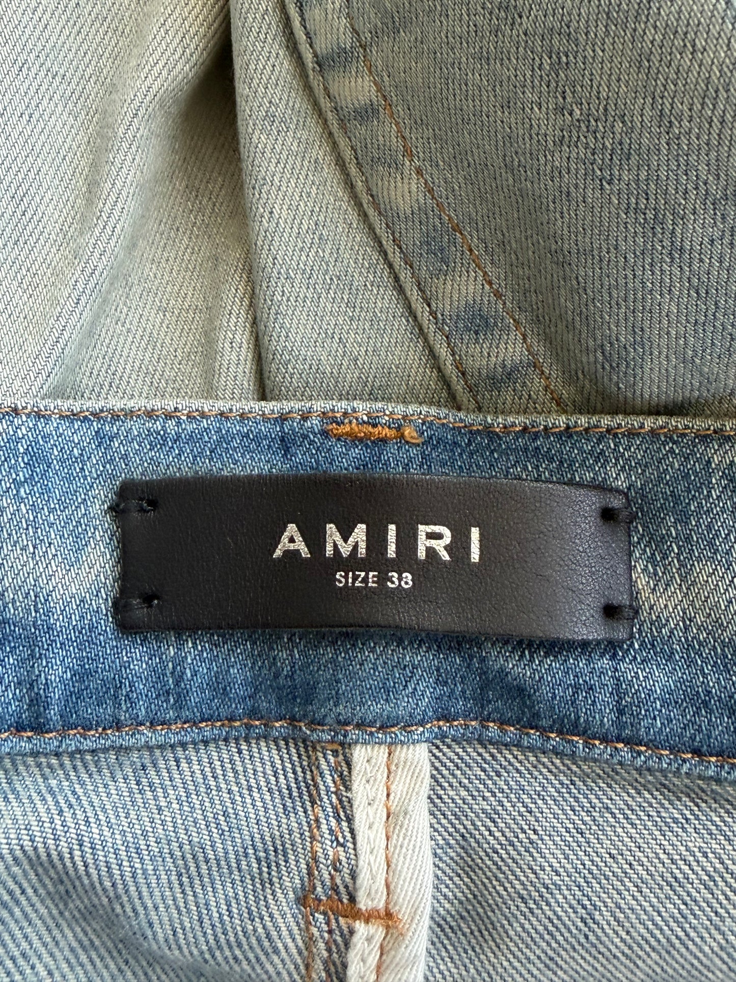 Amiri Clay Indigo & Brown Plaid Patch Thrasher Jeans
