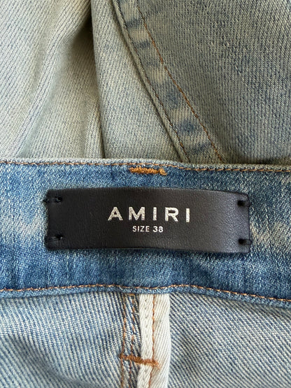 Amiri Clay Indigo & Brown Plaid Patch Thrasher Jeans