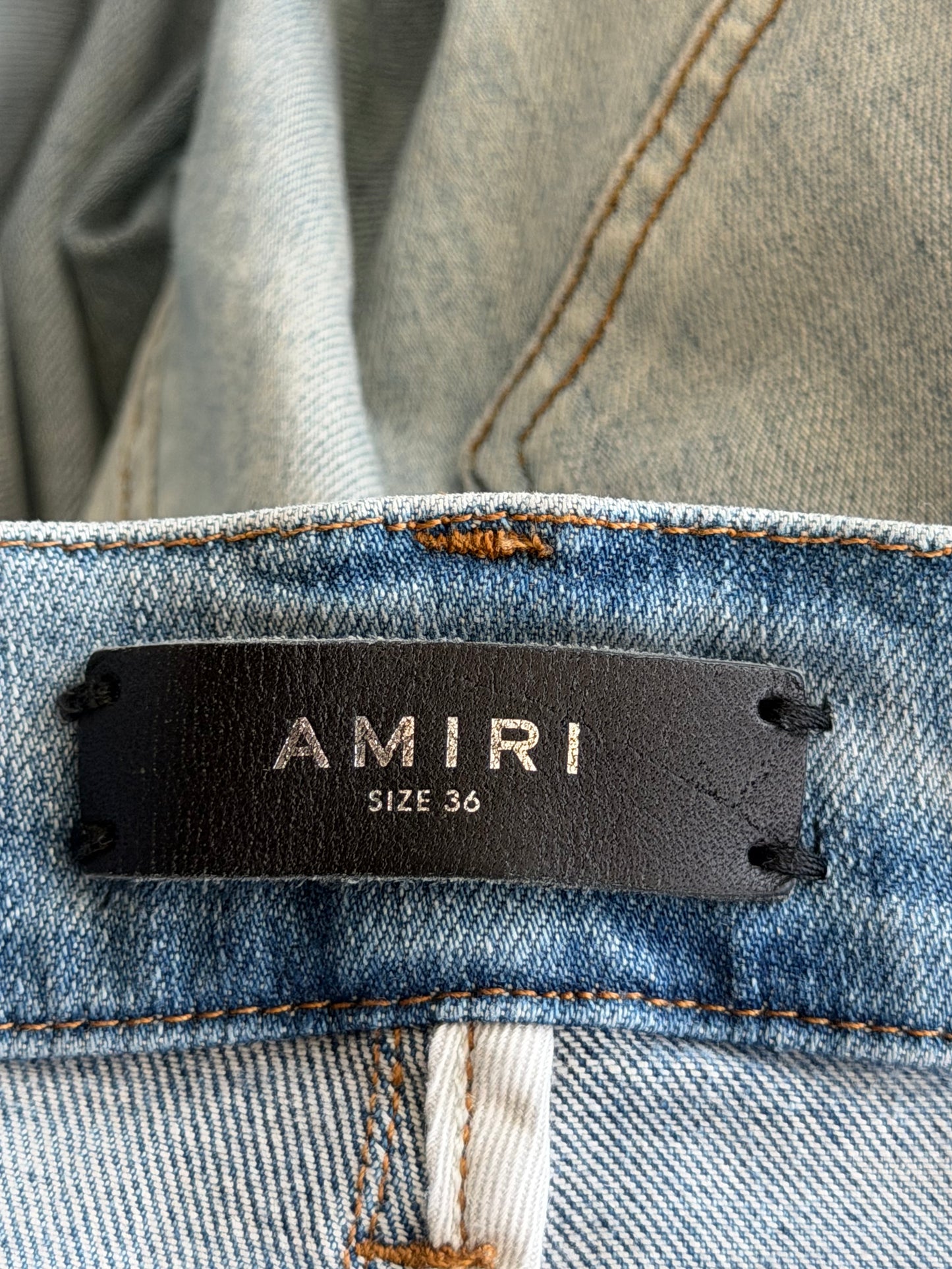 Amiri Clay Indigo & Black Bandana Patch MX1 Jeans