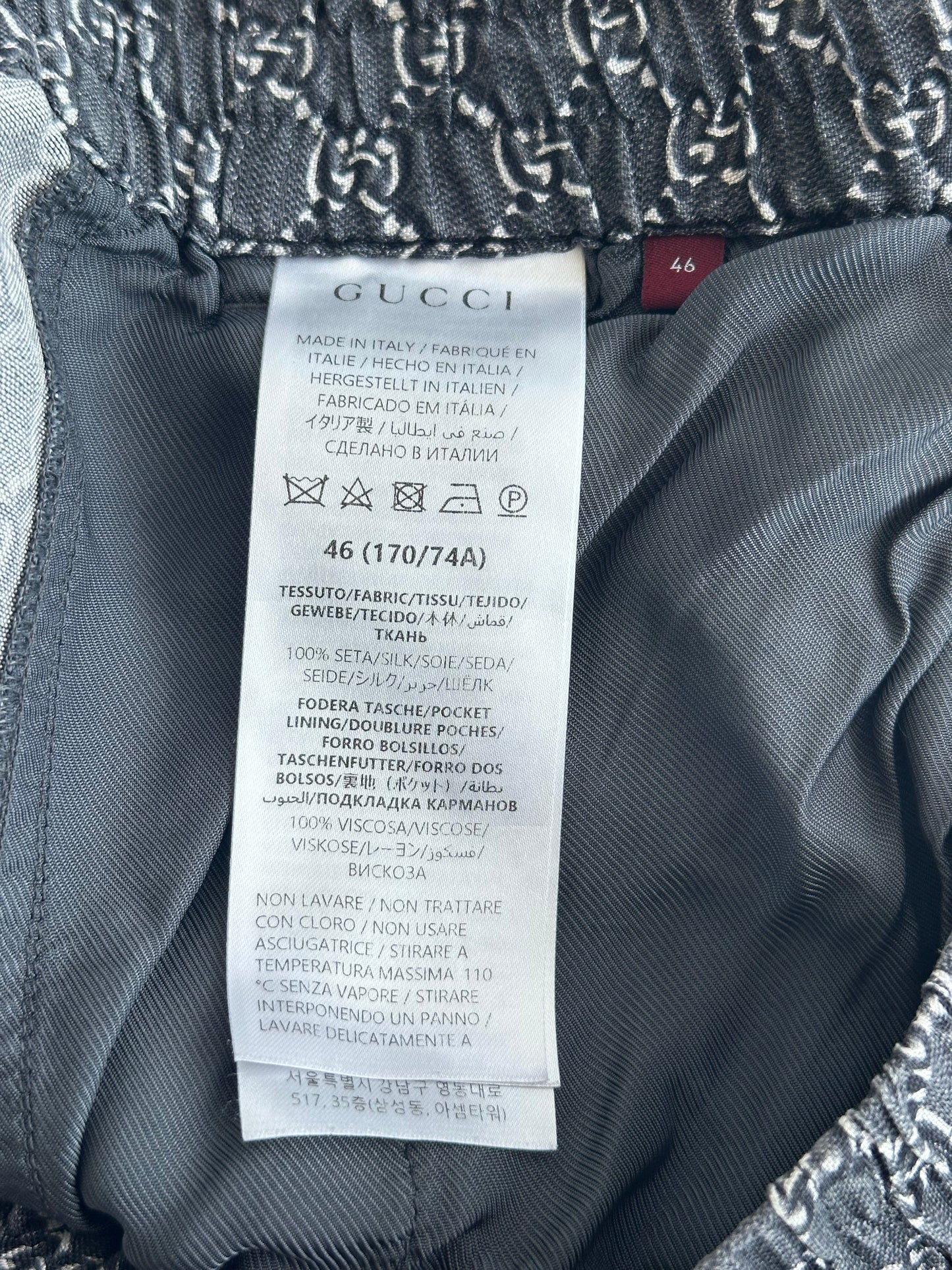 Gucci Grey, Black & White GG Monogram Silk Shorts