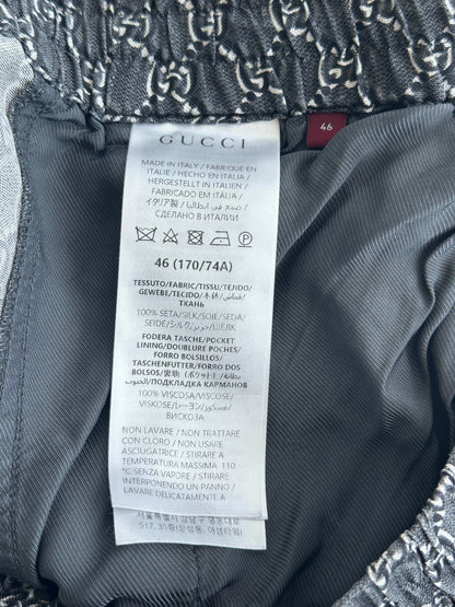Gucci Grey, Black & White GG Monogram Silk Shorts