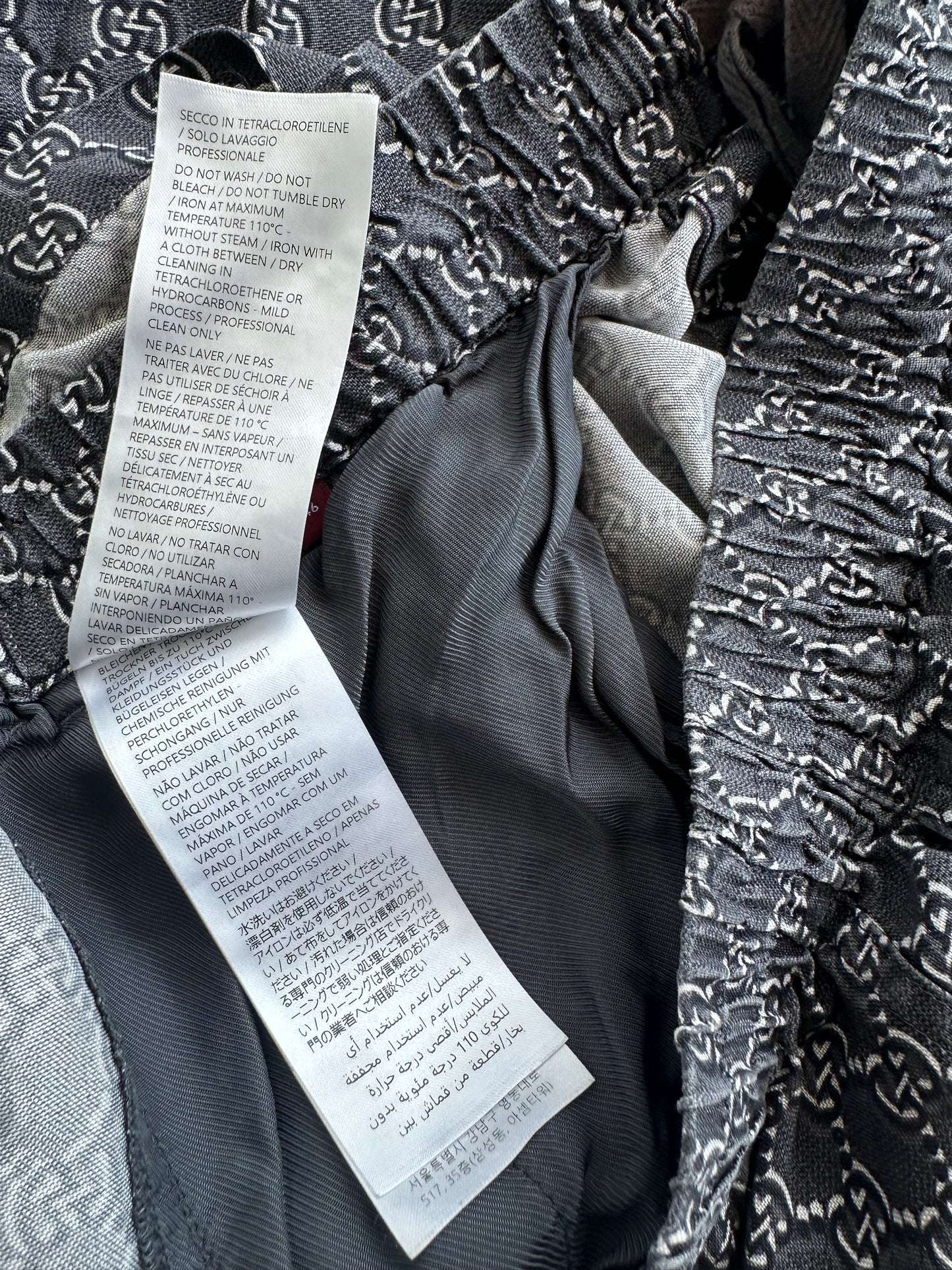 Gucci Grey, Black & White GG Monogram Silk Shorts