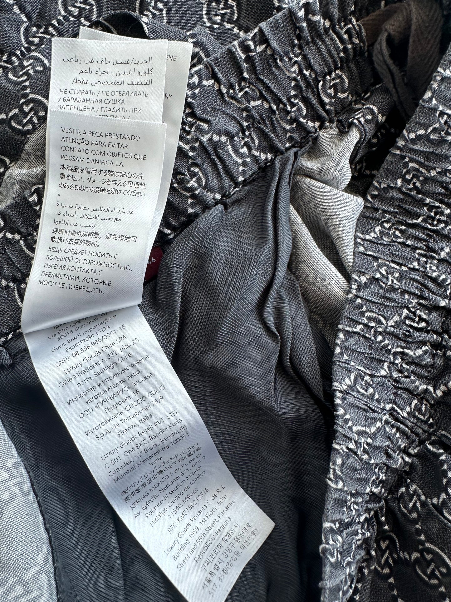 Gucci Grey, Black & White GG Monogram Silk Shorts