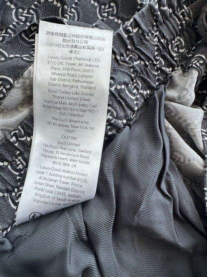 Gucci Grey, Black & White GG Monogram Silk Shorts