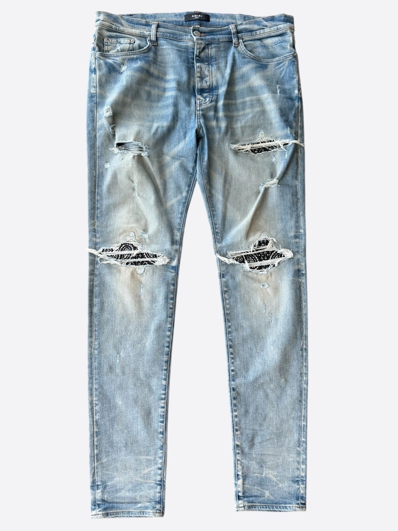 Amiri Clay Indigo & Black Bandana Patch MX1 Jeans