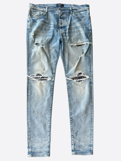 Amiri Clay Indigo & Black Bandana Patch MX1 Jeans