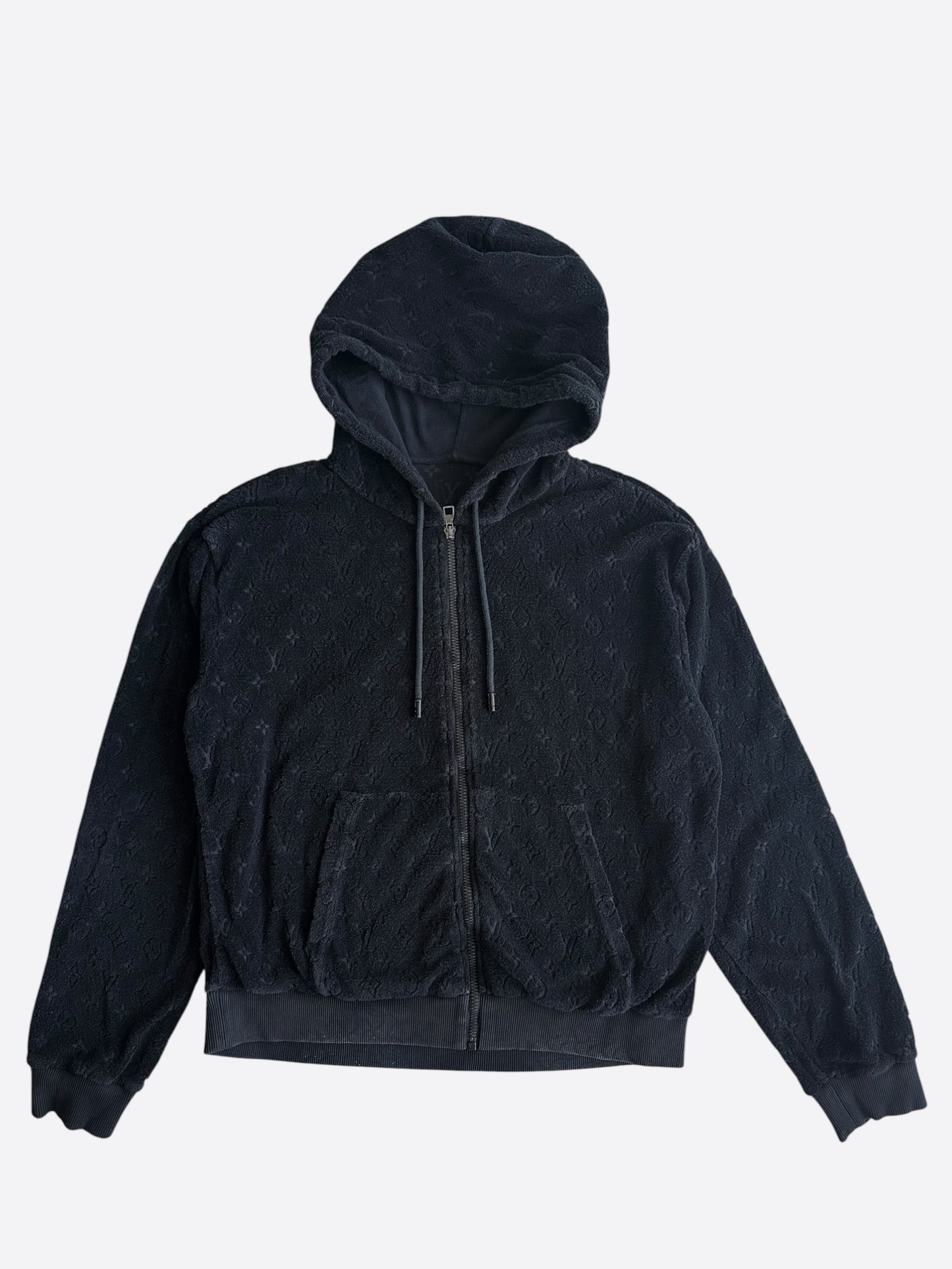 Louis Vuitton Black Monogram Towel Zip Up Hoodie