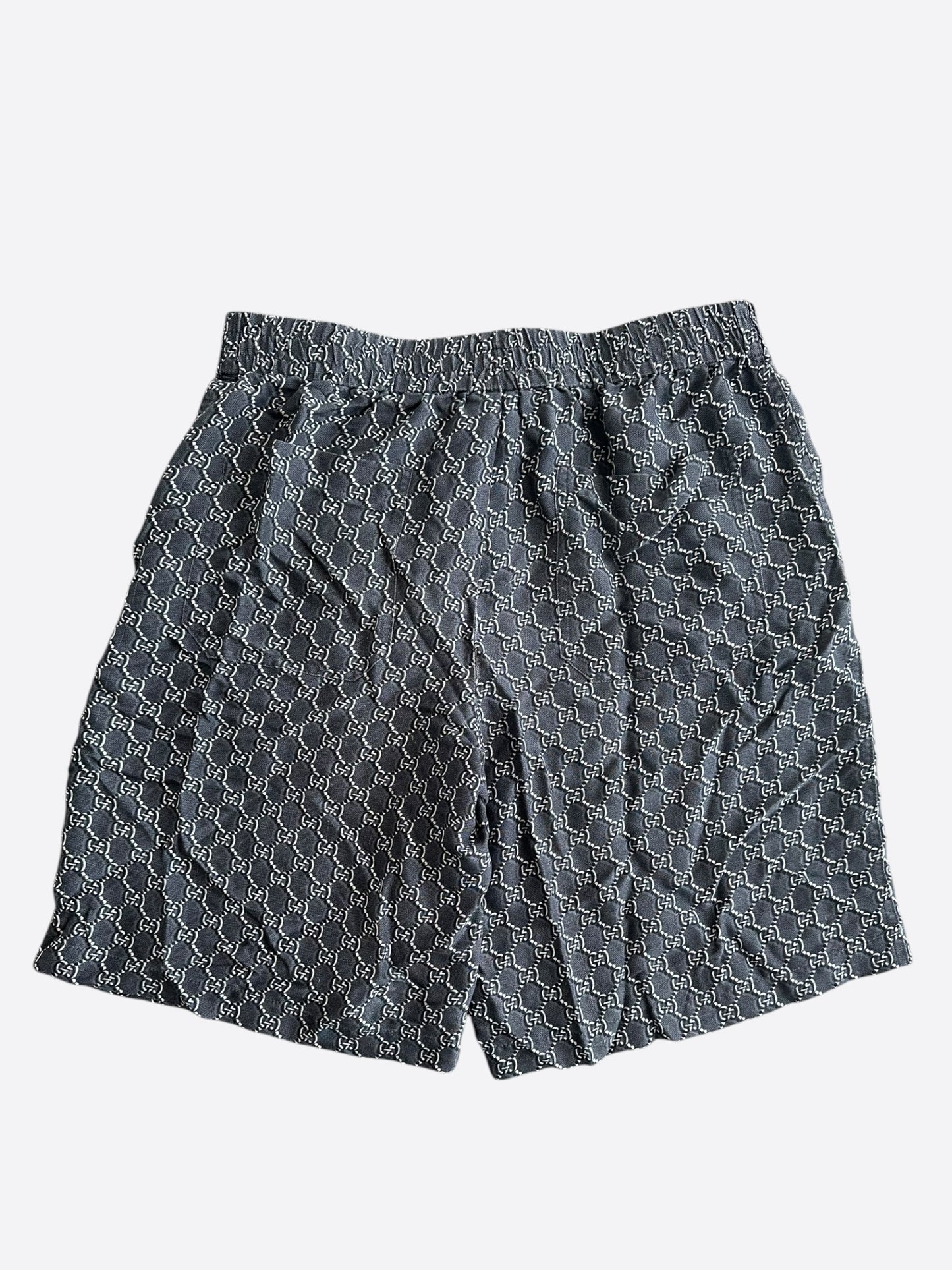 Gucci Grey, Black & White GG Monogram Silk Shorts