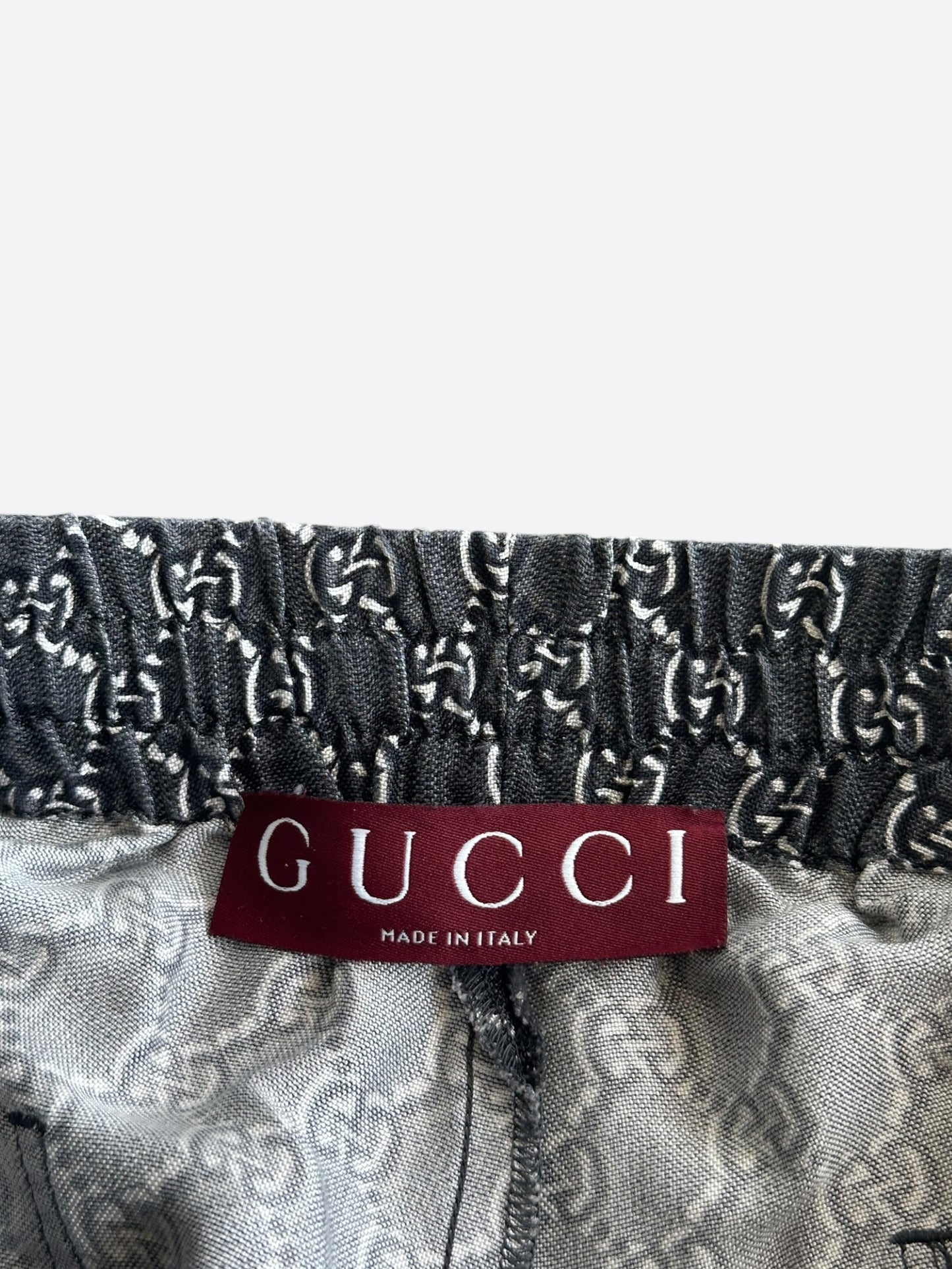 Gucci Grey, Black & White GG Monogram Silk Shorts