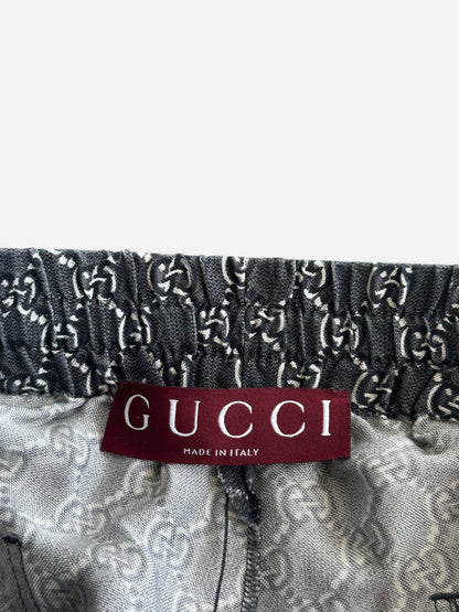 Gucci Grey, Black & White GG Monogram Silk Shorts