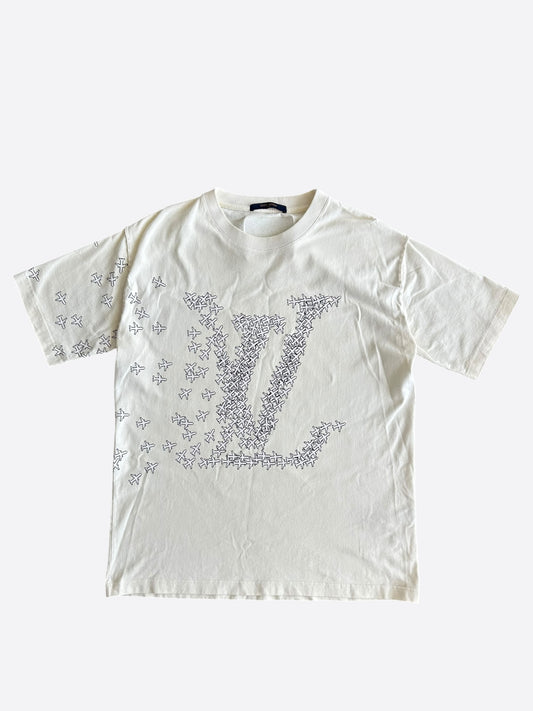 Louis Vuitton White & Black Planes Logo T-Shirt