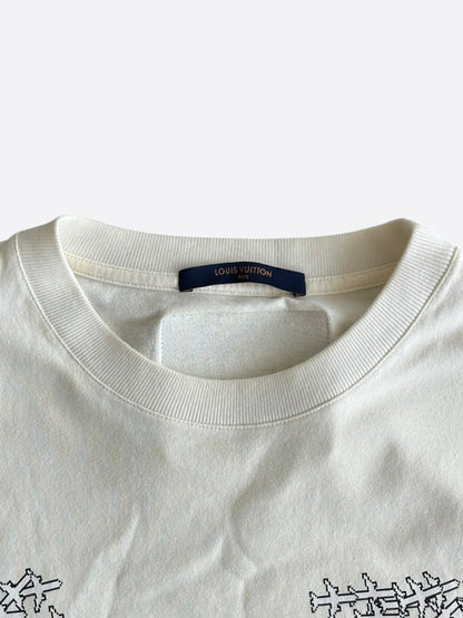 Louis Vuitton White & Black Planes Logo T-Shirt