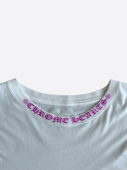 Chrome Hearts White & Purple Neck Logo Longsleeve T-Shirt