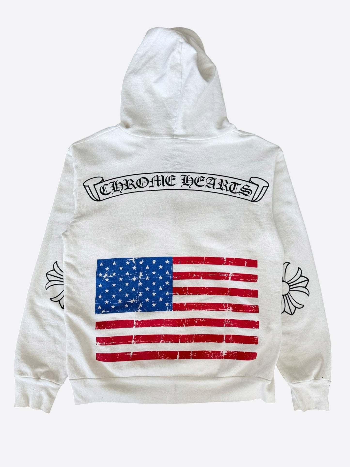 Chrome Hearts White & Black USA Flag Zip Up Hoodie