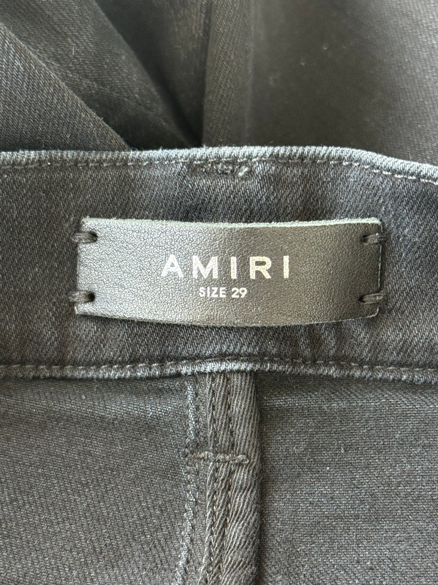 Amiri Aged Black Distressed Applique Logo Jeans